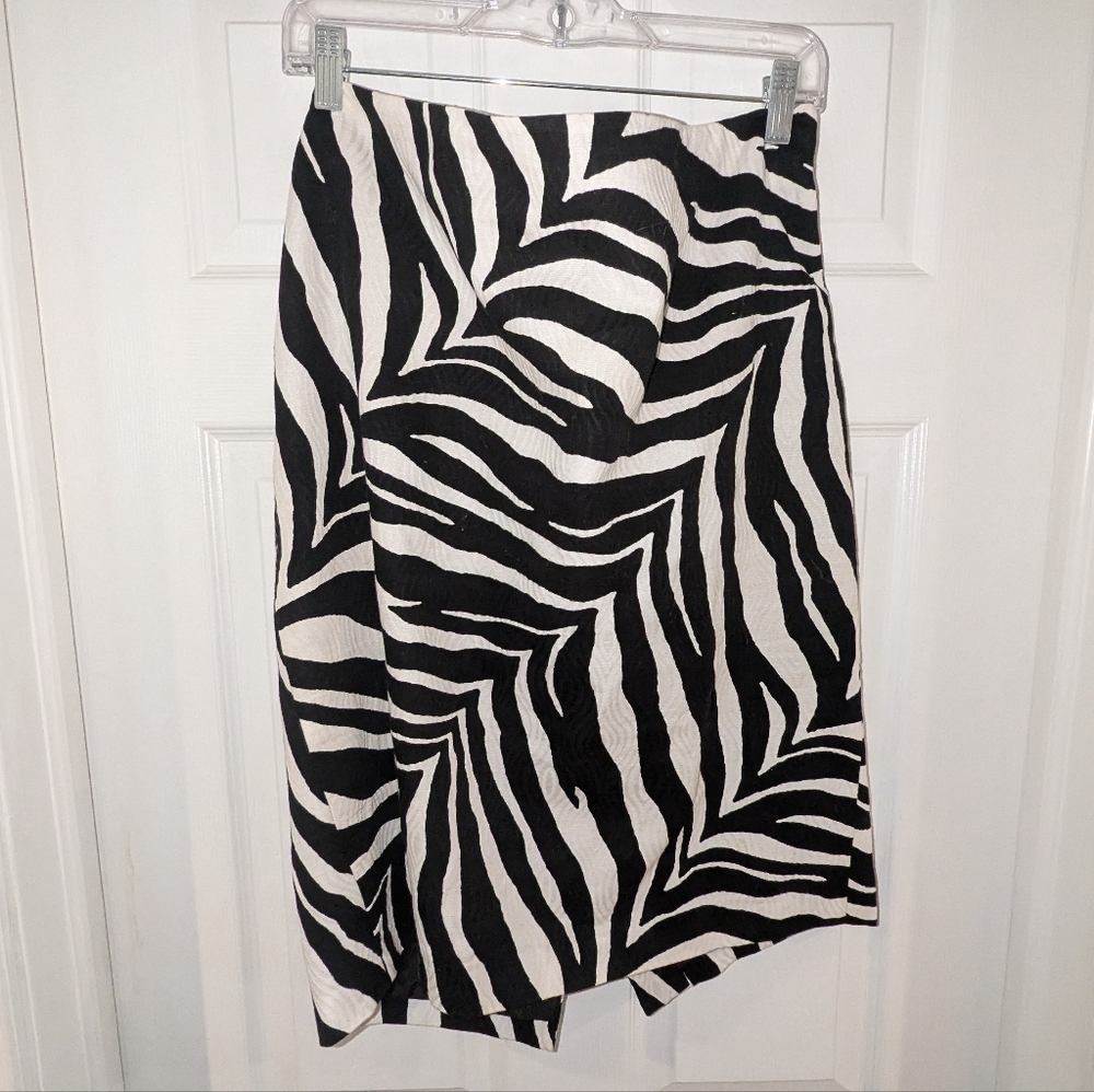 Zebra Print Back Slit Midi